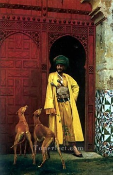 動物 Painting - アラブとその犬 ギリシャ アラビアン オリエンタリズム ジャン レオン ジェローム